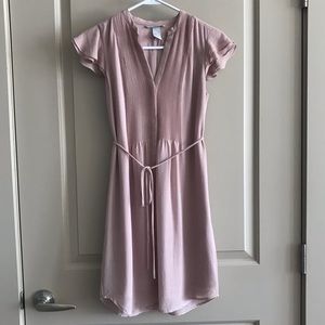 Flutter-Sleeve Tie Waist Dress